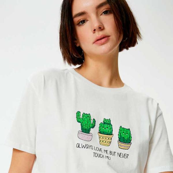 Футболка для женщин Koton 4SAL10193IK 100% хлопок/ Белый photo 2