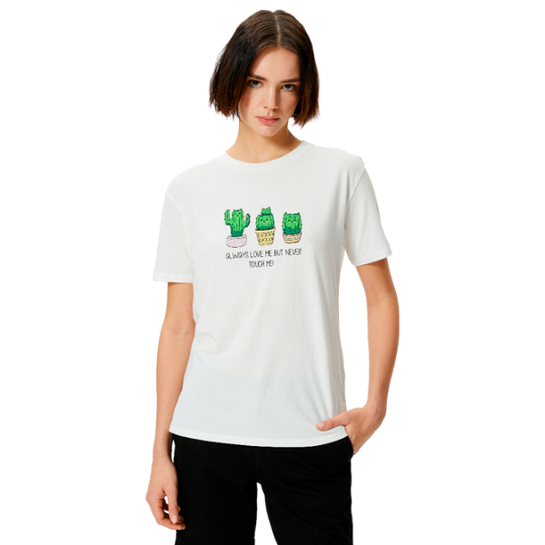 Tricou pentru femei Koton 4SAL10193IK 100% bumbac/ White photo 1