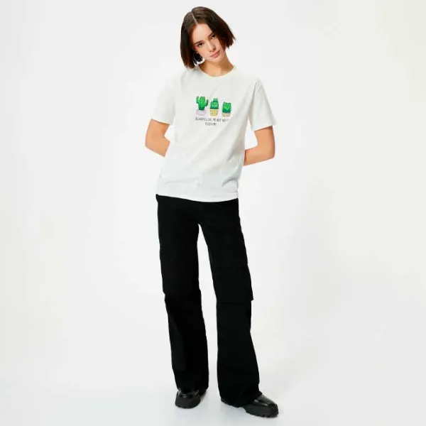 Tricou pentru femei Koton 4SAL10193IK 100% bumbac/ White photo 3