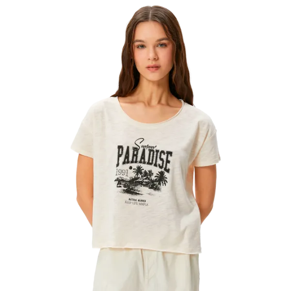 Tricou pentru femei Koton 4SAL10091IK 100% bumbac/ Beige photo 1