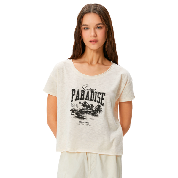 Tricou pentru femei Koton 4SAL10091IK 100% bumbac/ Beige photo 1