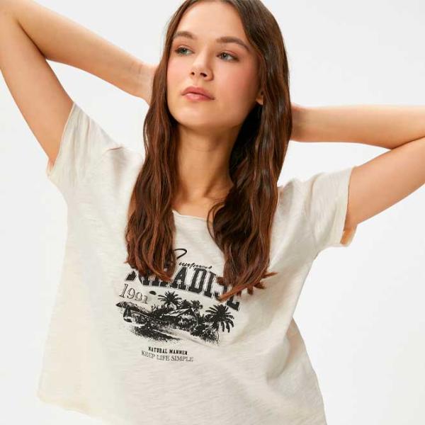 Tricou pentru femei Koton 4SAL10091IK 100% bumbac/ Beige photo 3