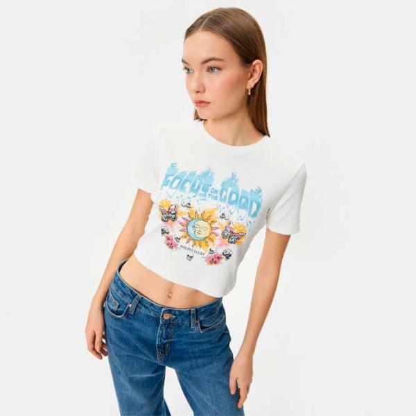 Футболка для женщин Koton 4SAL10167IK 100% хлопок/ Белый photo 2