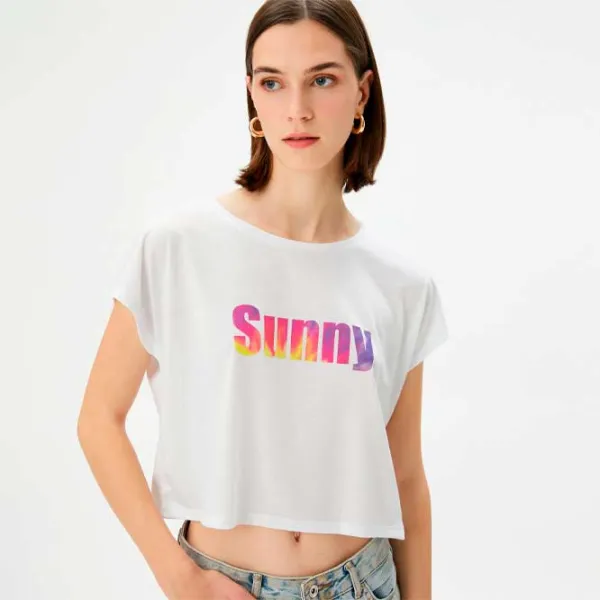 Футболка для женщин Koton 4SAK50176EK 65% полиэстер , 35% вискоза/ Белый photo 2