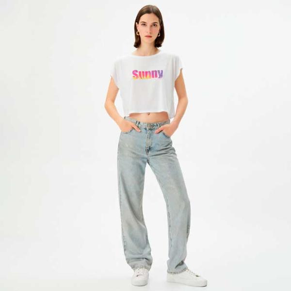 Футболка для женщин Koton 4SAK50176EK 65% полиэстер , 35% вискоза/ Белый photo 3