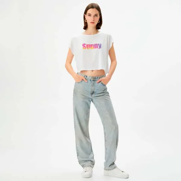 Футболка для женщин Koton 4SAK50176EK 65% полиэстер , 35% вискоза/ Белый photo 3