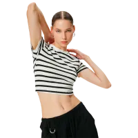 Tricou pentru femei Koton 4SAL10063IK 35% vâscoză/ White