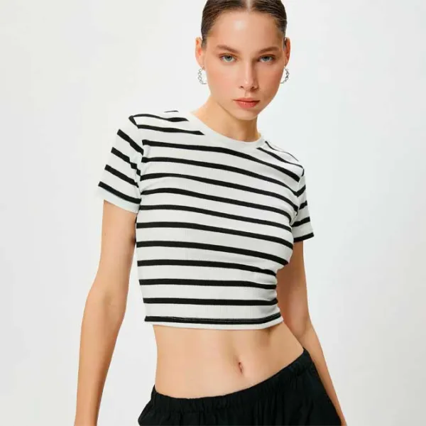 Tricou pentru femei Koton 4SAL10063IK 35% vâscoză/ White photo 2