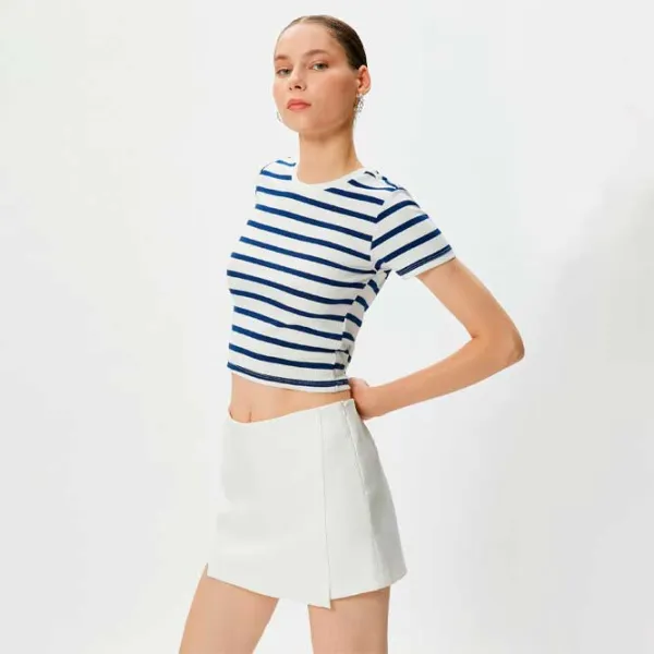 Tricou pentru femei Koton 4SAL10063IK 35% vâscoză/ Navy photo 2