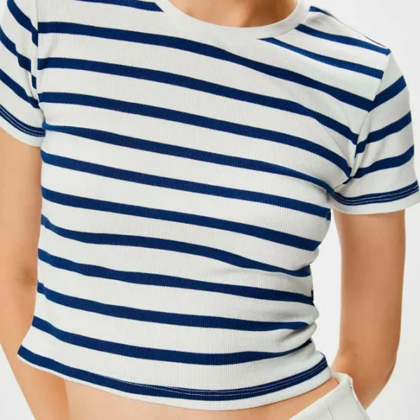 Tricou pentru femei Koton 4SAL10063IK 35% vâscoză/ Navy photo 5