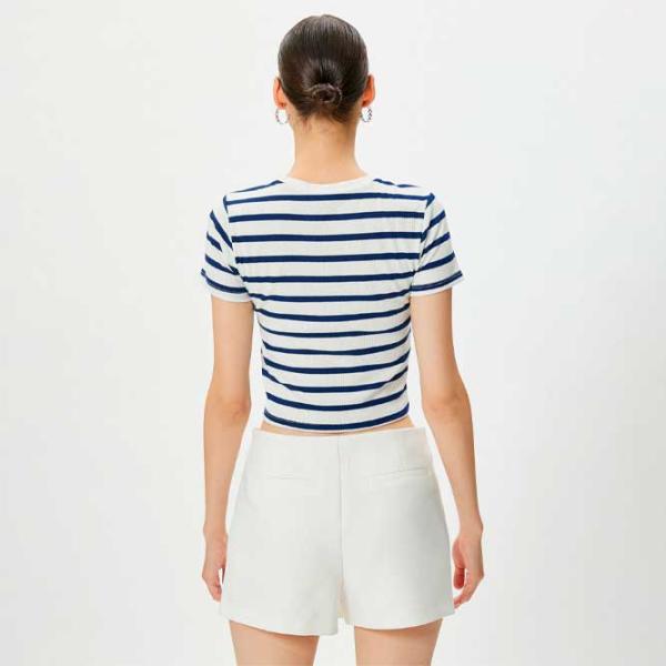 Tricou pentru femei Koton 4SAL10063IK 35% vâscoză/ Navy photo 4