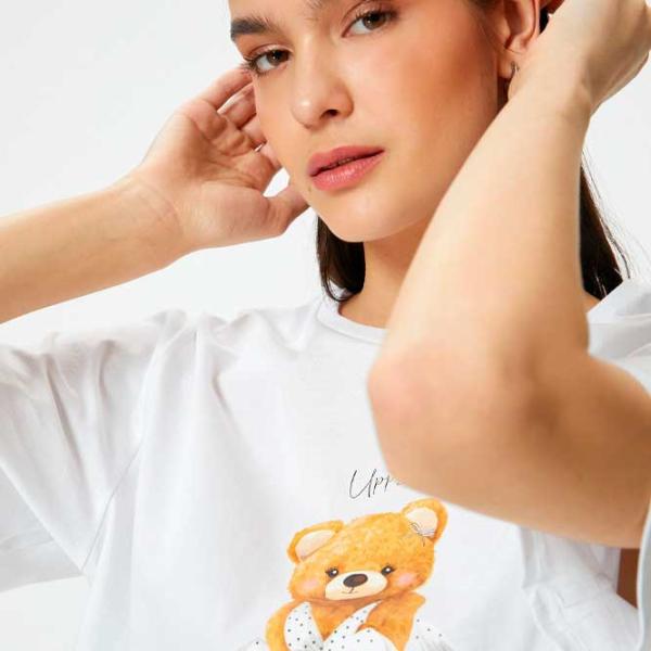 Tricou pentru femei Koton 4SAK50324EK 100% bumbac/ White photo 2