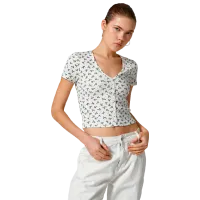 Tricou pentru femei Koton 4SAL10065IK 100% bumbac/ White