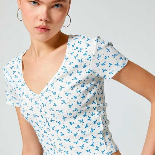 Tricou pentru femei Koton 4SAL10064IK 98% bumbac, 2% elastan/ White photo 2