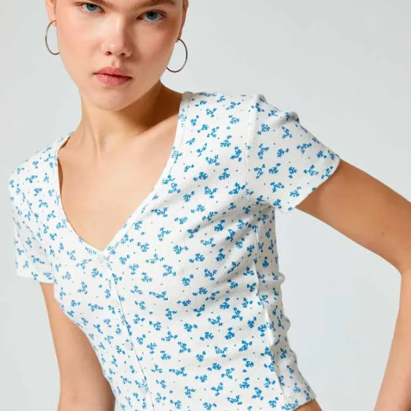 Tricou pentru femei Koton 4SAL10064IK 98% bumbac, 2% elastan/ White photo 2