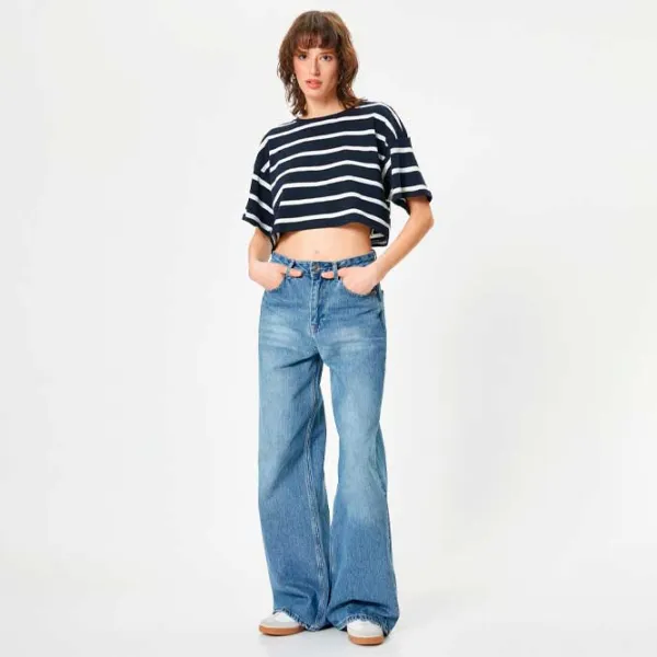 Футболка для женщин Koton 4SAK50330EK 100% хлопок/ Темно-синий photo 3