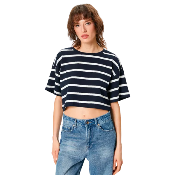 Tricou pentru femei Koton 4SAK50330EK 100% bumbac/ Navy photo 1