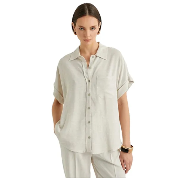 Cămașă pentru femei Koton 4SAK60026PW XL/ Beige photo 3 Cămașă pentru femei Koton 4SAK60026PW XL/ Beige photo 3