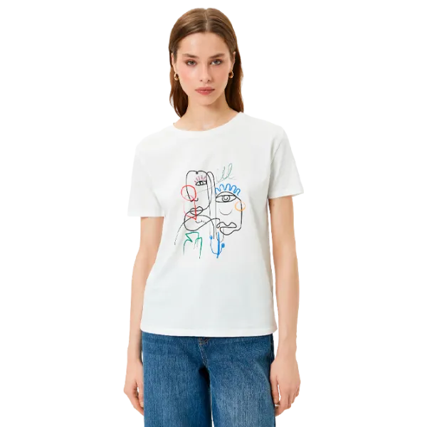 Футболка для женщин Koton 4SAK50390EK 100% хлопок/ Белый photo 1