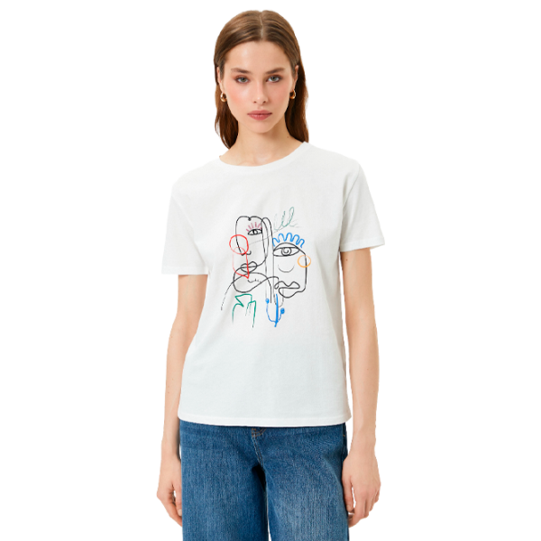 Футболка для женщин Koton 4SAK50390EK 100% хлопок/ Белый photo 1