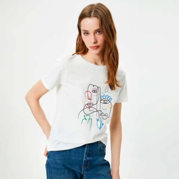 Футболка для женщин Koton 4SAK50390EK 100% хлопок/ Белый photo 2