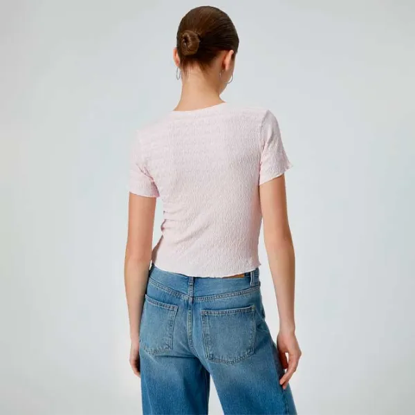 Tricou pentru femei Koton 4SAL10128IK 100% poliester/ Pink photo 4 Tricou pentru femei Koton 4SAL10128IK 100% poliester/ Pink photo 4