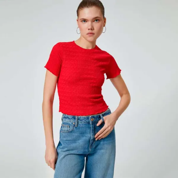 Tricou pentru femei Koton 4SAL10128IK 100% poliester/ Red photo 2 Tricou pentru femei Koton 4SAL10128IK 100% poliester/ Red photo 2