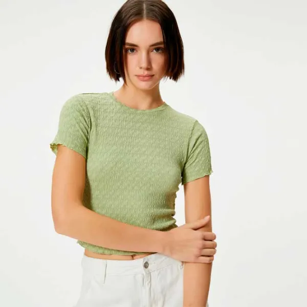 Tricou pentru femei Koton 4SAL10128IK 100% poliester/ Khaki photo 2