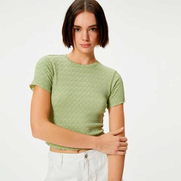 Tricou pentru femei Koton 4SAL10128IK 100% poliester/ Khaki photo 2