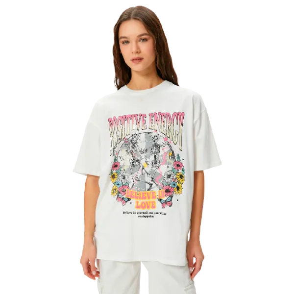 Tricou pentru femei Koton 4SAL10049IK 100% bumbac/ White photo 1