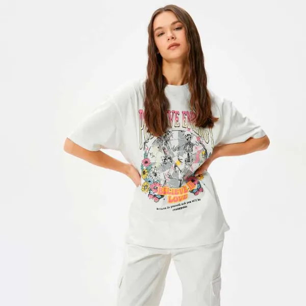 Tricou pentru femei Koton 4SAL10049IK 100% bumbac/ White photo 2