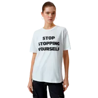 Tricou pentru femei Koton 4SAL10628IK 100% bumbac/ White