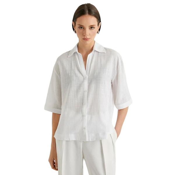 Cămașă pentru femei Koton 4SAK60022PW XL/ White photo 1 Cămașă pentru femei Koton 4SAK60022PW XL/ White photo 1