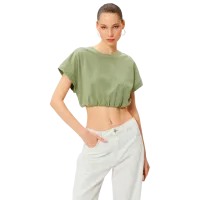 Tricou pentru femei Koton 4SAL10048IK 97% Bumbac/ Khaki