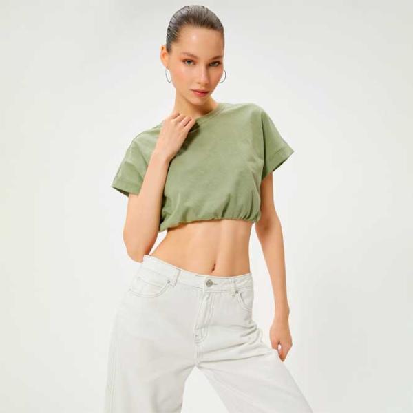 Футболка для женщин Koton 4SAL10048IK 97% Хлопок/ Хаки photo 2