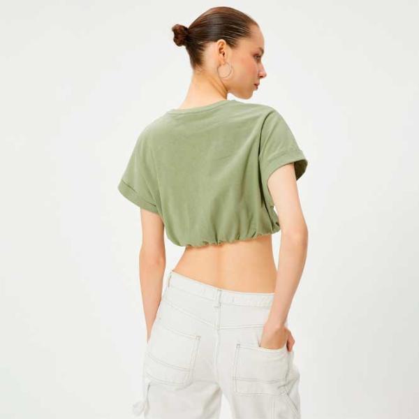 Tricou pentru femei Koton 4SAL10048IK 97% Bumbac/ Khaki photo 4