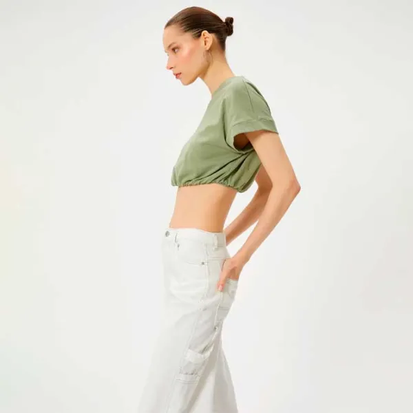 Tricou pentru femei Koton 4SAL10048IK 97% Bumbac/ Khaki photo 3