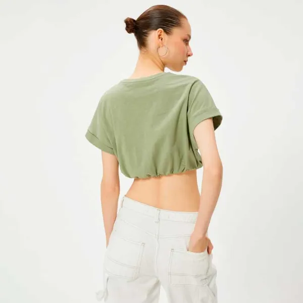 Tricou pentru femei Koton 4SAL10048IK 97% Bumbac/ Khaki photo 4