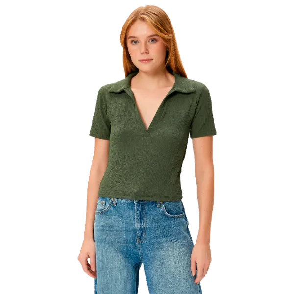 Tricou pentru femei Koton 4WAK50010EK 96% Poliester/ Khaki photo 1