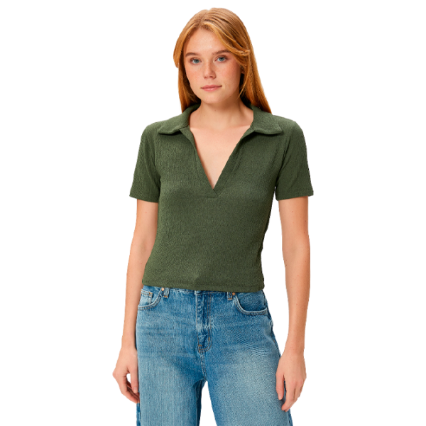 Tricou pentru femei Koton 4WAK50010EK 96% Poliester/ Khaki photo 1