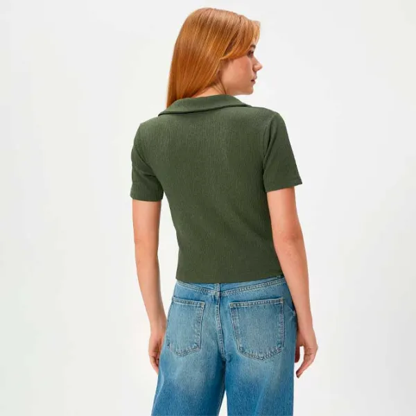 Tricou pentru femei Koton 4WAK50010EK 96% Poliester/ Khaki photo 4