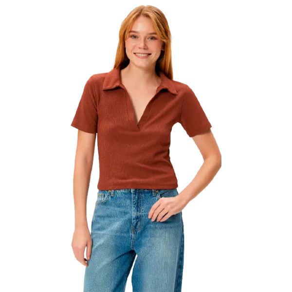 Tricou pentru femei Koton 4WAK50010EK 96% Poliester/ Light Brown photo 1