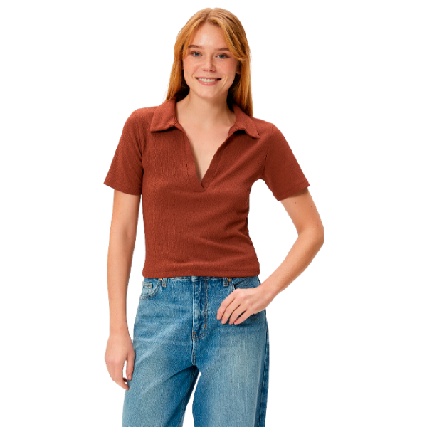 Tricou pentru femei Koton 4WAK50010EK 96% Poliester/ Light Brown photo 1