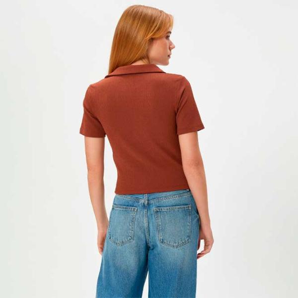 Tricou pentru femei Koton 4WAK50010EK 96% Poliester/ Light Brown photo 4