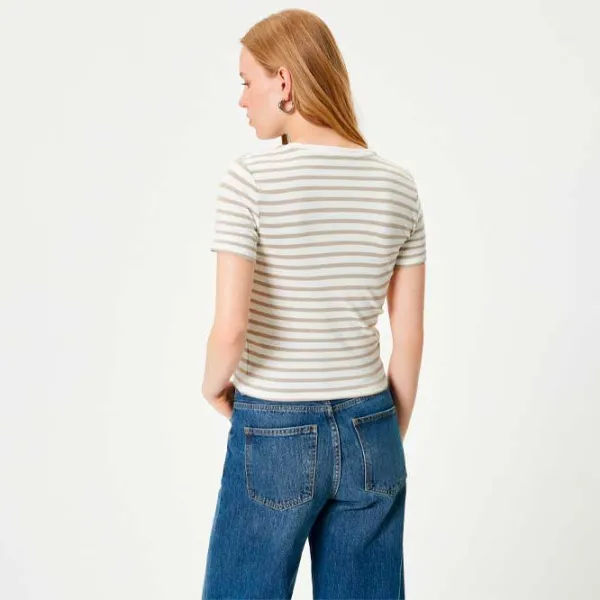 Tricou pentru femei Koton 4SAK50590EK 35% vâscoză/ Beige photo 4