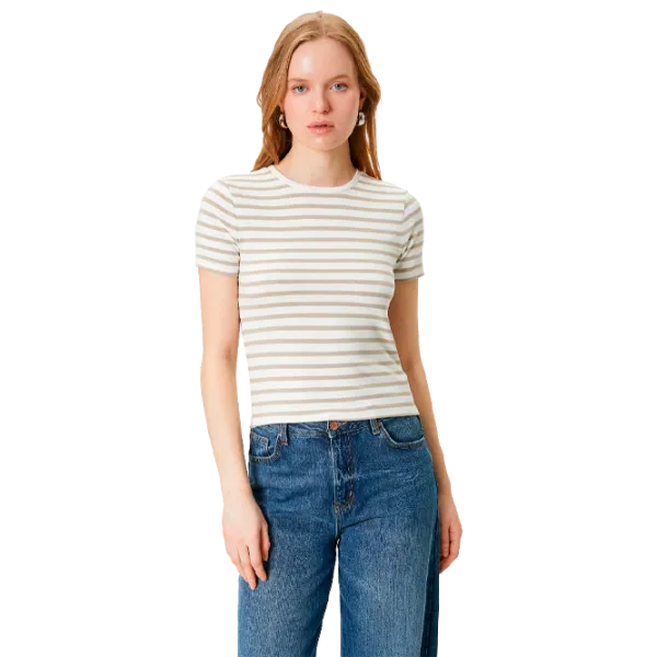 Tricou pentru femei Koton 4SAK50590EK 35% vâscoză/ Beige photo 1