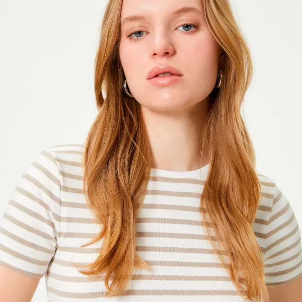 Tricou pentru femei Koton 4SAK50590EK 35% vâscoză/ Beige photo 2