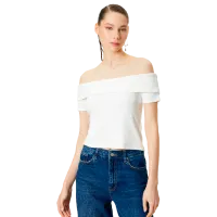 Tricou pentru femei Koton 4SAL10803IK 97% vâscoză/ White