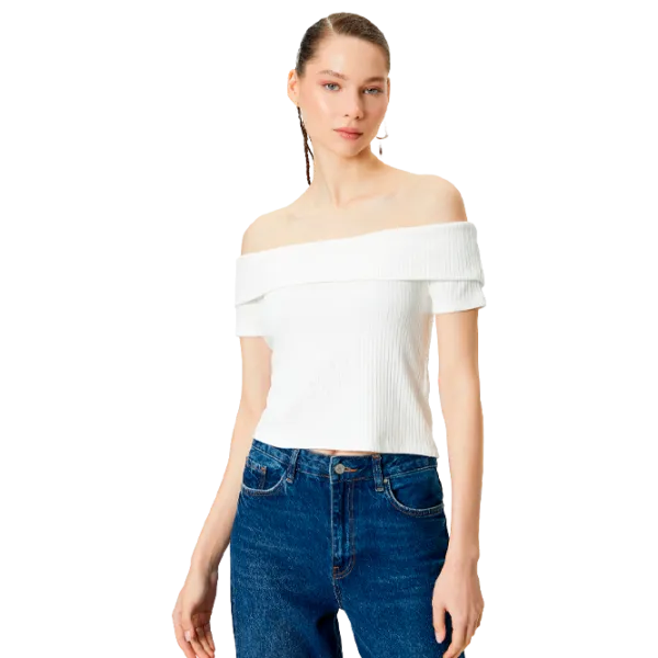 Tricou pentru femei Koton 4SAL10803IK 97% vâscoză/ White photo 1