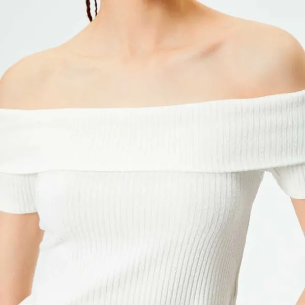 Tricou pentru femei Koton 4SAL10803IK 97% vâscoză/ White photo 5